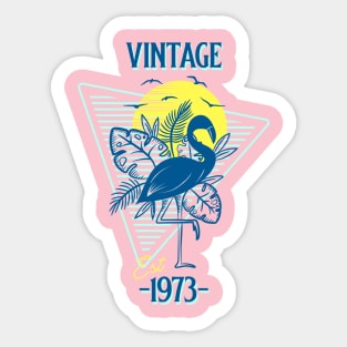 Vintage Est. 1973 Retro Flamingo Sticker